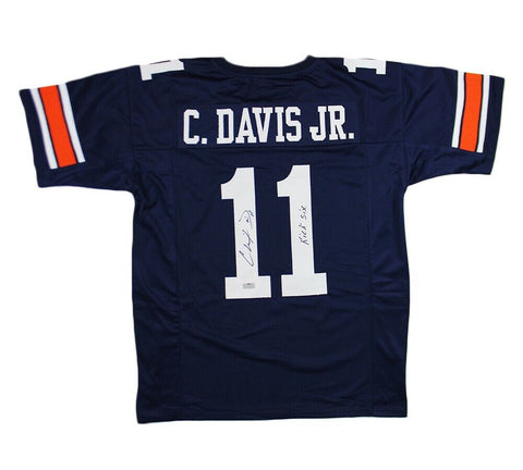 Chris Davis Jr. Signed Auburn Custom Blue Jersey w/Kick Six