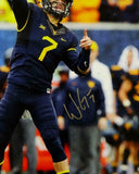 Will Grier Signed W. Virginia 16x20 Throwing in Blue PF Photo- JSA W *Silver