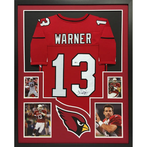 Kurt Warner Autographed Signed Framed Arizona Cardinals Jersey BECKETT BAS