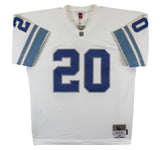 Lions Barry Sanders "HOF 04" Signed White Mitchell & Ness TB Jersey BAS Witness