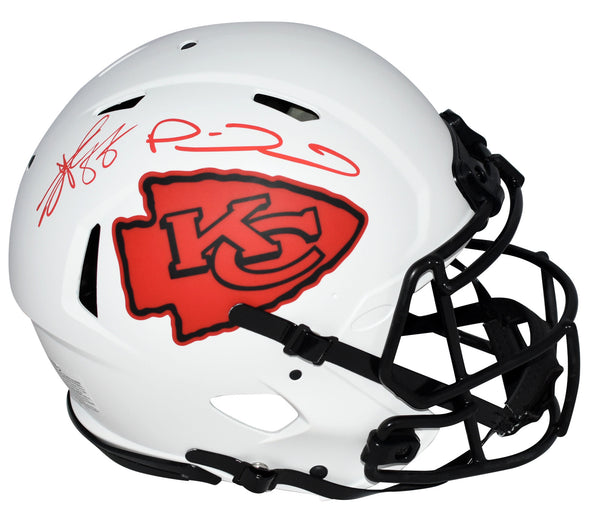 PATRICK MAHOMES & TRAVIS KELCE SIGNED KANSAS CITY CHIEFS AUTHENTIC LUNAR HELMET