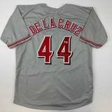 Autographed/Signed Elly De La Cruz Cincinnati Grey Baseball Jersey Beckett COA