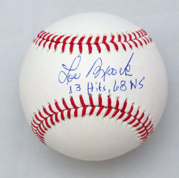 Lou Brock Autographed St. Louis Cardinals MLB Baseball W/13 Hits 68 WS JSA