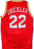 Clyde Drexler Autographed Red Pro Style Jersey- JSA W *Black