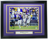 Derrius Guice Signed Framed LSU Tigers 11x14 Football Photo JSA