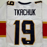 Autographed/Signed Matthew Tkachuk Florida White Hockey Jersey JSA COA