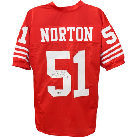 Ken Norton Jr. Autographed/Signed Pro Style Red Jersey Beckett 44684