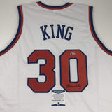 Autographed/Signed Bernard King New York White Basketball Jersey Beckett BAS COA