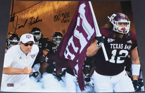 JIMBO FISHER & CULLEN GILLASPIA AUTOGRAPHED TEXAS A&M AGGIES 16x20 PHOTO COA