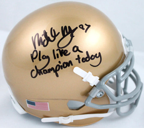 Michael Mayer Signed Notre Dame Schutt Mini Helmet w/Play Like a Champ-BAW Holo