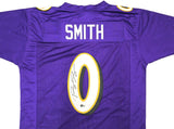 BALTIMORE RAVENS ROQUAN SMITH AUTOGRAPHED PURPLE JERSEY BECKETT WITNESS 230052