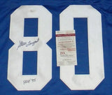 STEVE LARGENT AUTOGRAPHED SIGNED SEATTLE SEAHAWKS #80 BLUE STAT JERSEY JSA