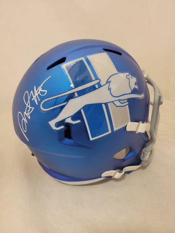 DAVID MONTGOMERY SIGNED DET LIONS 2023 ALTERNATE SPEED REPLICA HELMET BECKETT QR