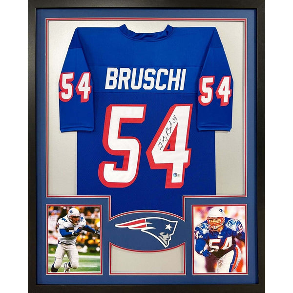 Tedy Bruschi Autographed Signed Framed TB Patriots New England Jersey BECKETT