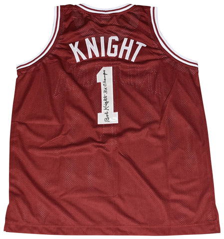 BOB KNIGHT SIGNED INDIANA HOOSIERS #1 BASKETBALL JERSEY JSA W/ 3X CHAMPS