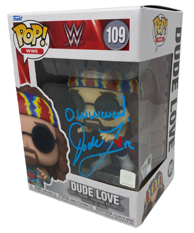 Dude Love Mick Foley Autographed "OWWW!" WWE #109 Funko Pop Figurine Fanatics