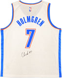 THUNDER CHET HOLMGREN AUTOGRAPHED WHITE FANATICS JERSEY SIZE L BECKETT 234061