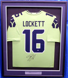 SEAHAWKS TYLER LOCKETT AUTOGRAPHED FRAMED ACTION GREEN NIKE JERSEY MCS 160684