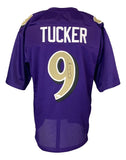 Justin Tucker Baltimore Signed Alternate Purple Football Jersey JSA ITP