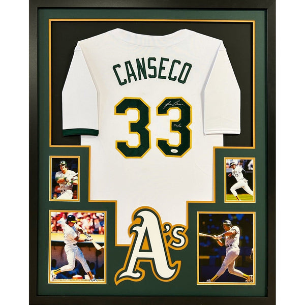 Jose Canseco Autographed Signed Framed White Oakland Athletics Jersey JSA