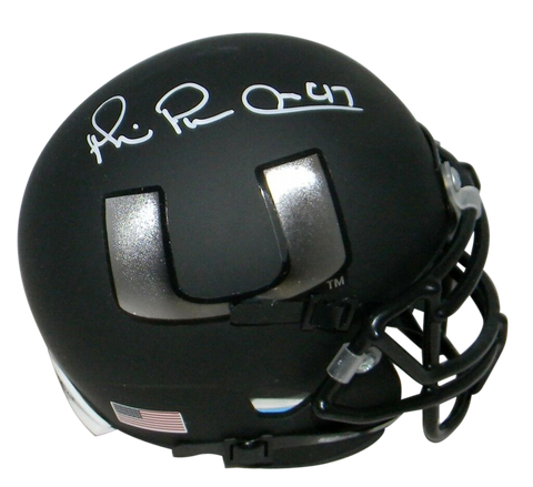 MICHAEL IRVIN AUTOGRAPHED SIGNED MIAMI HURRICANES MATTE BLACK MINI HELMET JSA