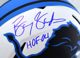 Barry Sanders Signed Detroit Lions Lunar F/S Speed Helmet w/HOF- Beckett W Holo