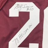 Autographed/Signed Billy Sims 78 Heisman Oklahoma Maroon College Jersey JSA COA