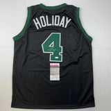 Autographed/Signed Jrue Holiday Boston Black Basketball Jersey JSA COA