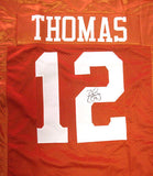 TEXAS LONGHORNS EARL THOMAS AUTOGRAPHED ORANGE JERSEY MCS HOLO STOCK #28213