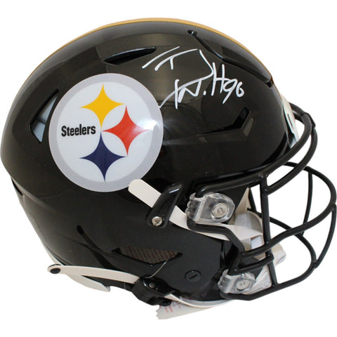 TJ Watt Autographed/Signed Pittsburgh Steelers Speed Flex Helmet Beckett 48610