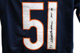 Dick Butkus Autographed/Signed Pro Style Blue Jersey HOF Beckett 26501