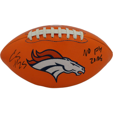 Chris Harris Autographed Denver Broncos Logo Football No Fly Zone JSA 18748