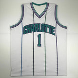 Autographed/Signed MUGGSY BOGUES Charlotte White Basketball Jersey PSA/DNA COA