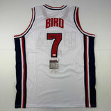 Autographed/Signed Larry Bird United States USA White Dream Team Jersey JSA COA