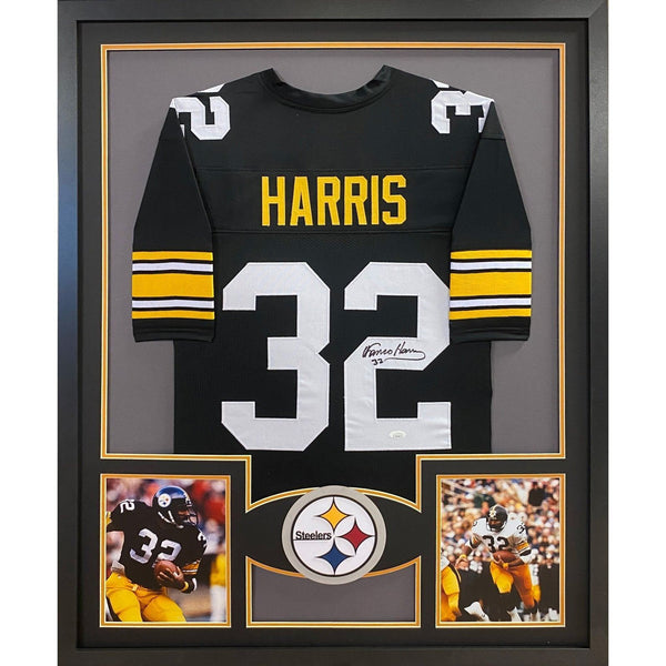 Franco Harris Autographed Signed Framed Black Pittsburgh Steelers BG2 Jersey JSA