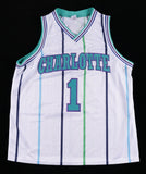 Muggsy Bogues Signed Hornets Jersey (PSA COA) Charlotte's 1987 1st Rnd Draft Pck