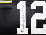 STEELERS TERRY BRADSHAW AUTOGRAPHED FRAMED BLACK JERSEY BECKETT WITNESS 235668