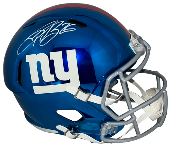 SAQUON BARKLEY SIGNED NEW YORK GIANTS CHROME FULL SIZE SPEED HELMET BECKETT