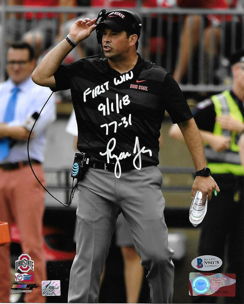 Ryan Day Autographed Ohio State 16x20 Photo W/ First Win 9/1/18 77-31 Beckett