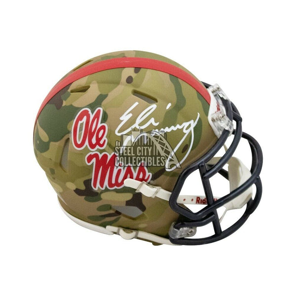 Eli Manning Autographed Ole Miss Camo Mini Football Helmet - Fanatics