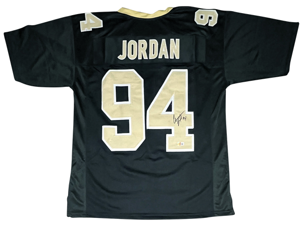 CAM JORDAN SIGNED AUTOGRAPHED NEW ORLEANS SAINTS #94 BLACK JERSEY BECKETT