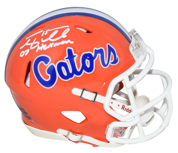 TIM TEBOW AUTOGRAPHED FLORIDA GATORS ORANGE SPEED MINI HELMET W/ 07 HEISMAN