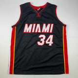 Autographed/Signed Ray Allen Miami Black Basketball Jersey Beckett BAS COA