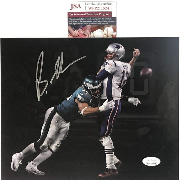 Autographed/Signed Brandon Graham Eagles Spotlight Sack Brady 8x10 Photo JSA COA