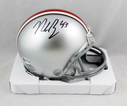 Nick Bosa Sgned Ohio State Buckeyes Silver Mini Helmet- Beckett Auth *Black