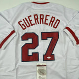 Autographed/Signed VLADIMIR VLAD GUERRERO Los Angeles LA White Jersey JSA COA