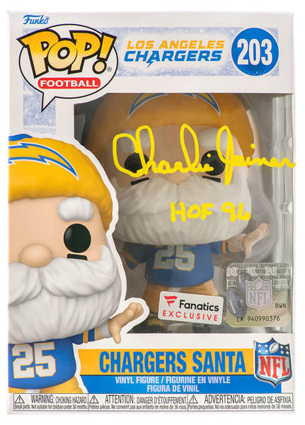 Charlie Joiner Signed Chargers 'SANTA' Funko Pop Doll #203 w/HOF'96 -(SS COA)