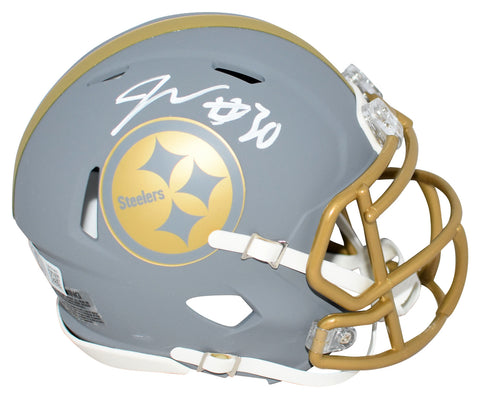 JAYLEN WARREN SIGNED PITTSBURGH STEELERS SLATE SPEED MINI HELMET BECKETT