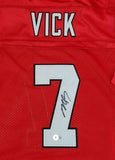 Michael Vick Signed Atlanta Falcons Red Home Jersey (Beckett) 4xPro Bowl Q.B.