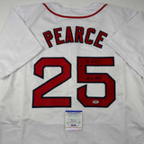 Autographed/Signed Steve Pearce 18 WS MVP Boston White Jersey PSA/DNA COA